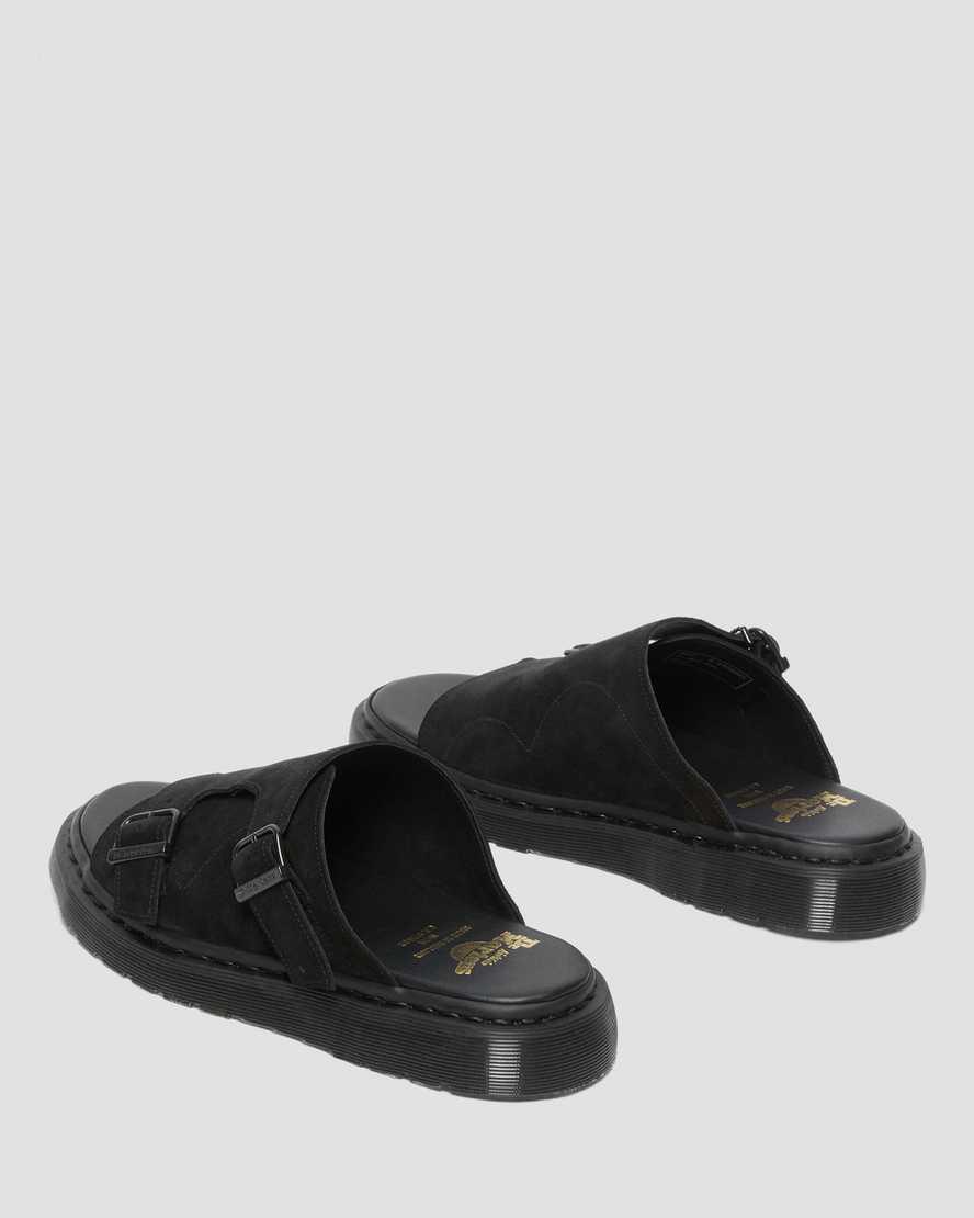 Chanclas Dr Martens Dayne Made in England Suede Mujer Negras  España |  05847-GTDU