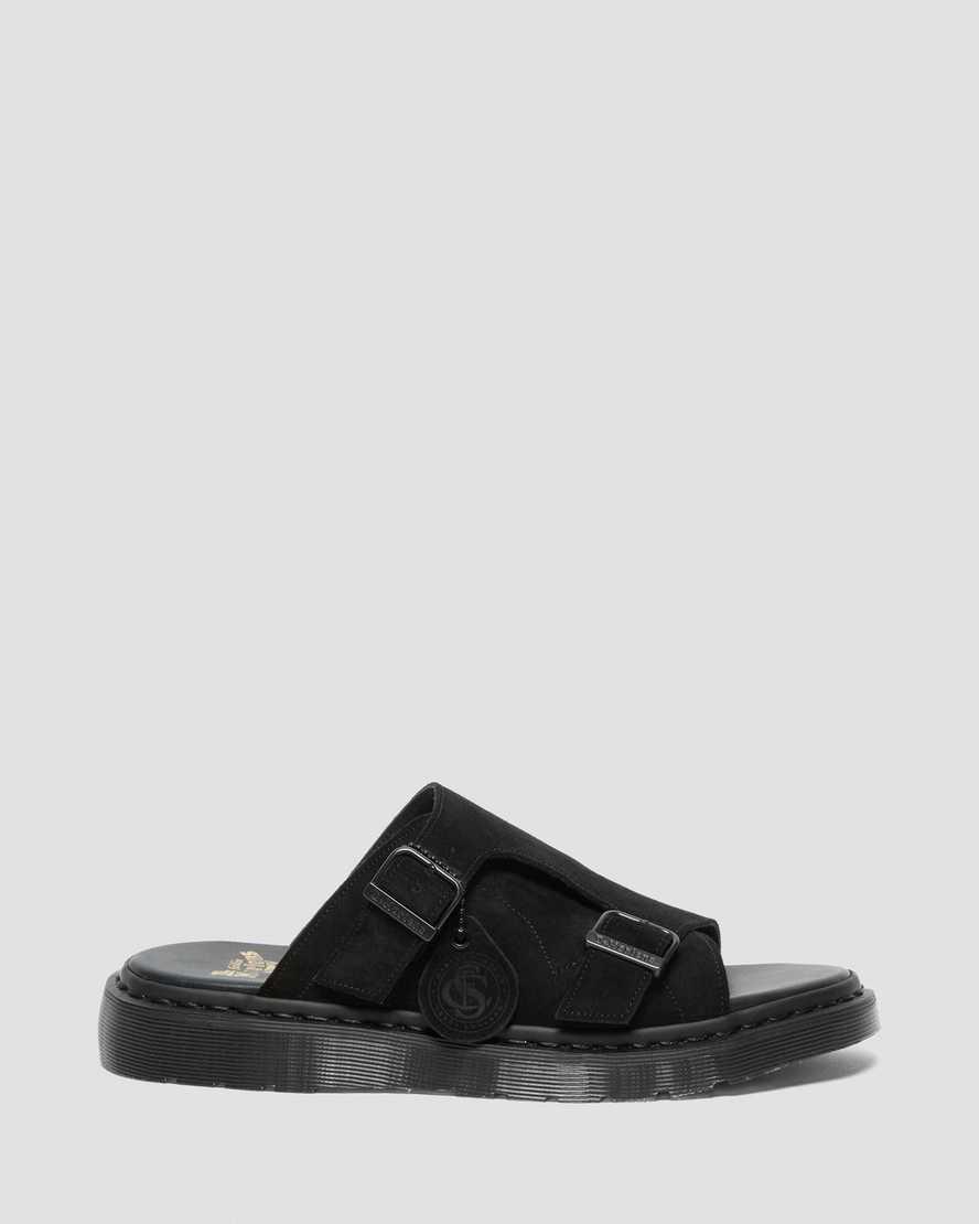 Chanclas Dr Martens Dayne Made in England Suede Mujer Negras  España |  05847-GTDU