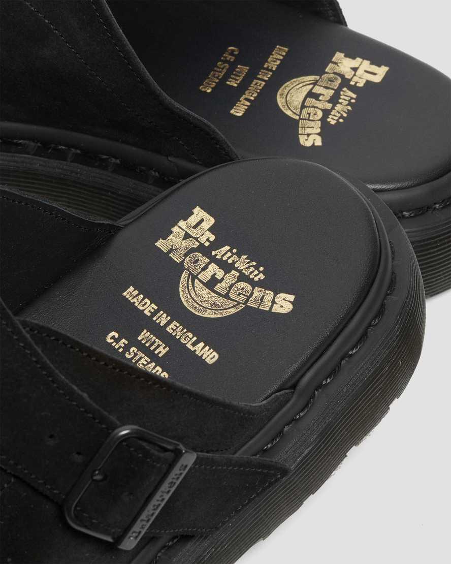 Chanclas Dr Martens Dayne Made in England Suede Mujer Negras  España |  05847-GTDU