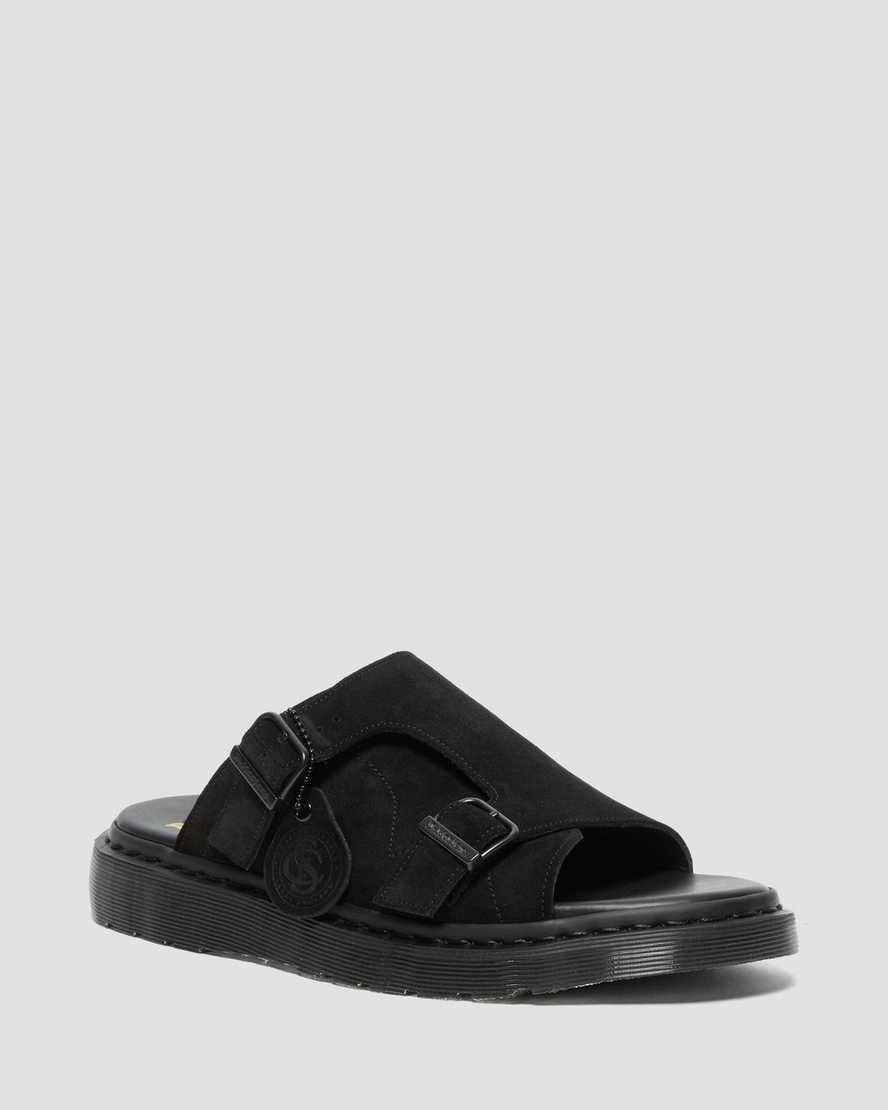 Chanclas Dr Martens Dayne Made in England Suede Mujer Negras  España |  05847-GTDU