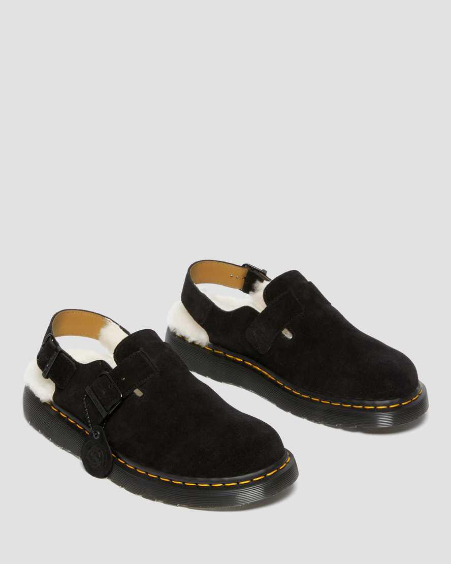 Chanclas Dr Martens Jorge Made in England Shearling Slingback Mule Hombre Negras  España |  23980-WBLN