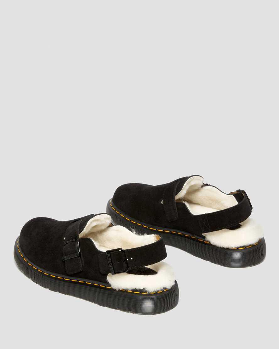 Chanclas Dr Martens Jorge Made in England Shearling Slingback Mule Hombre Negras  España |  23980-WBLN