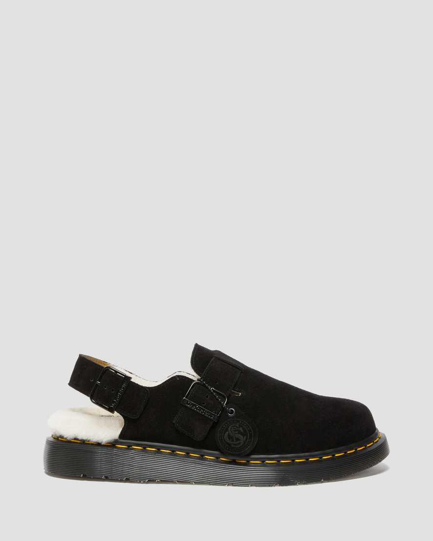 Chanclas Dr Martens Jorge Made in England Shearling Slingback Mule Hombre Negras  España |  23980-WBLN