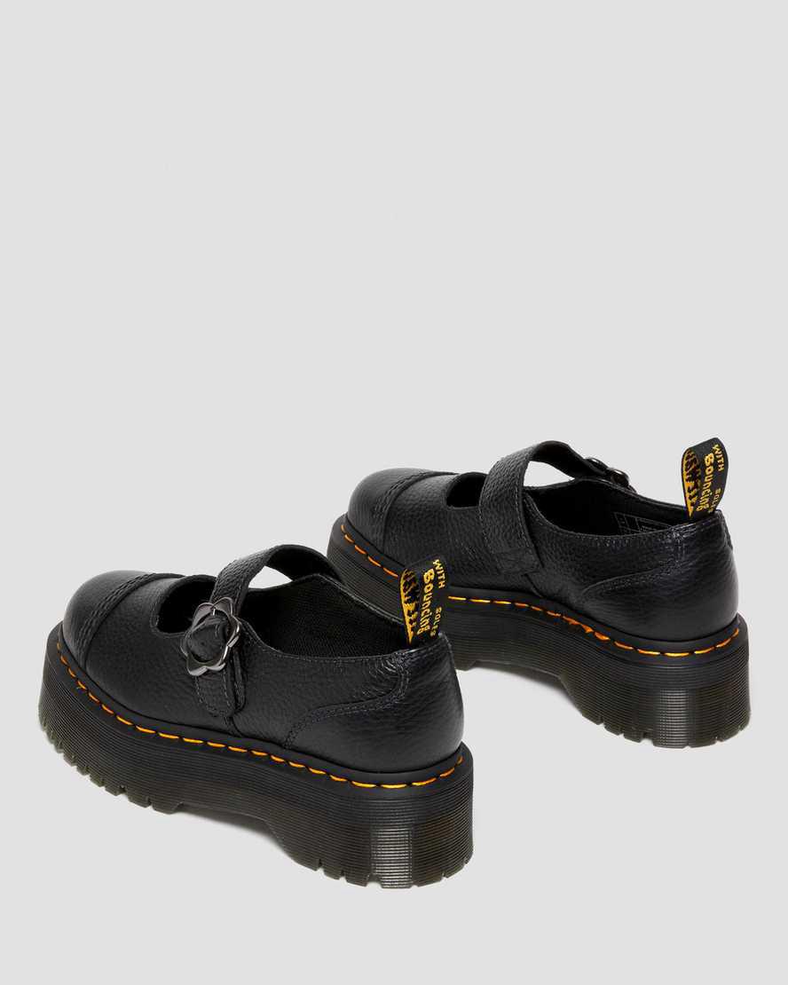 Zapatos Mary Jane Dr Martens Addina Flower Buckle Leather Platform Mujer Negras  España |  51608-QPXI