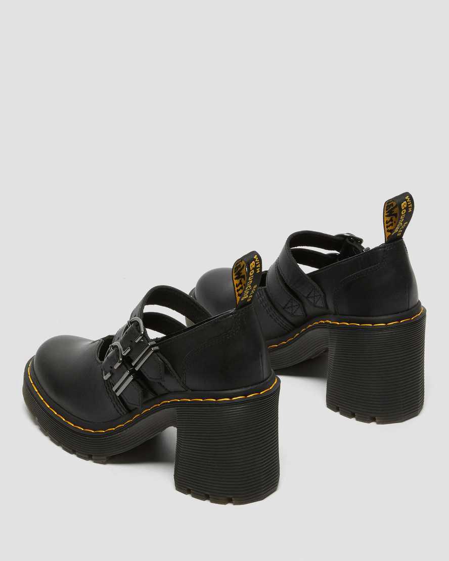 Zapatos Mary Jane Dr Martens Eviee Sendal Leather Heeled Mujer Negras  España |  24865-DEGK