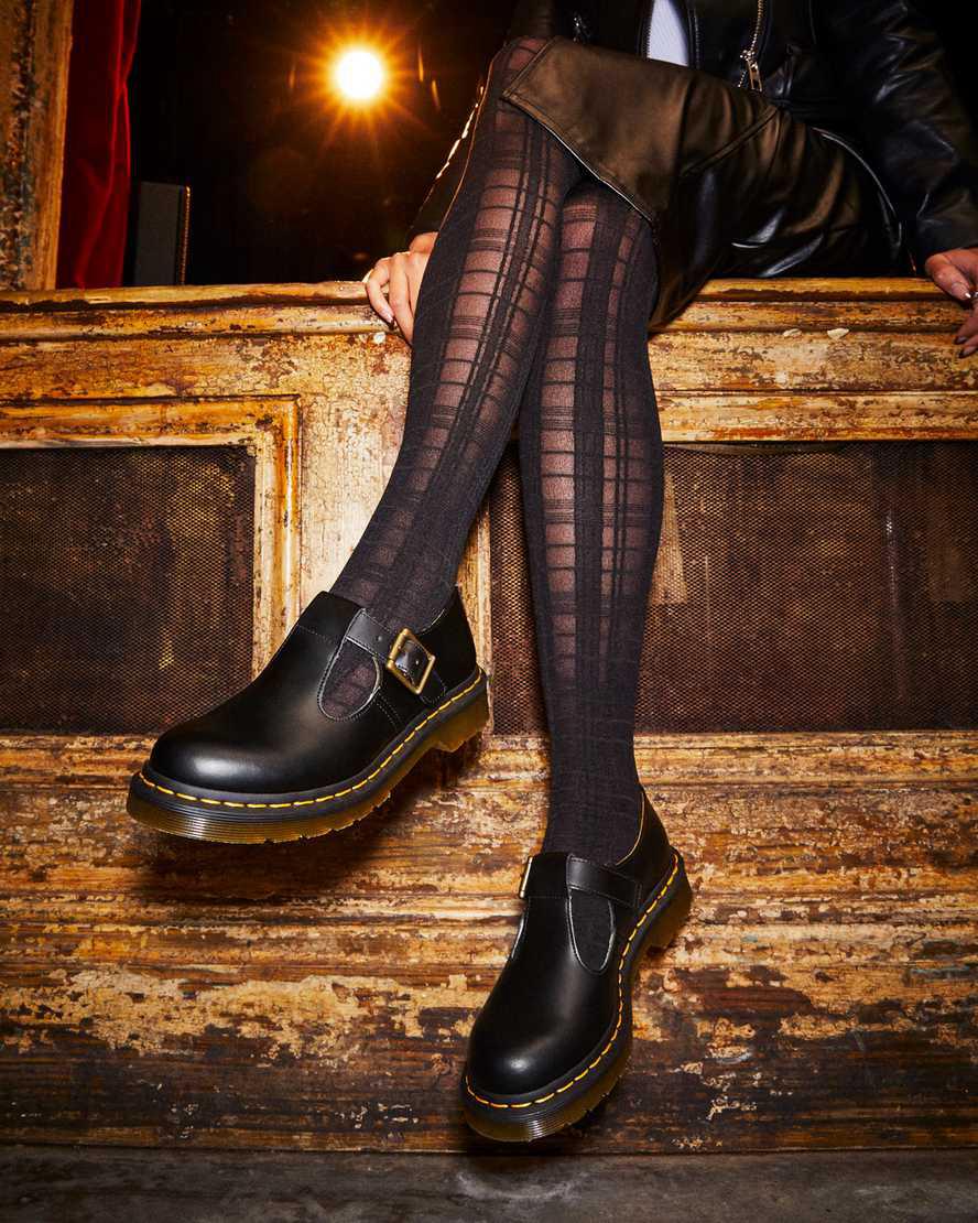 Zapatos Mary Jane Dr Martens Polley Smooth Leather Mujer Negras  España |  20786-HRKY