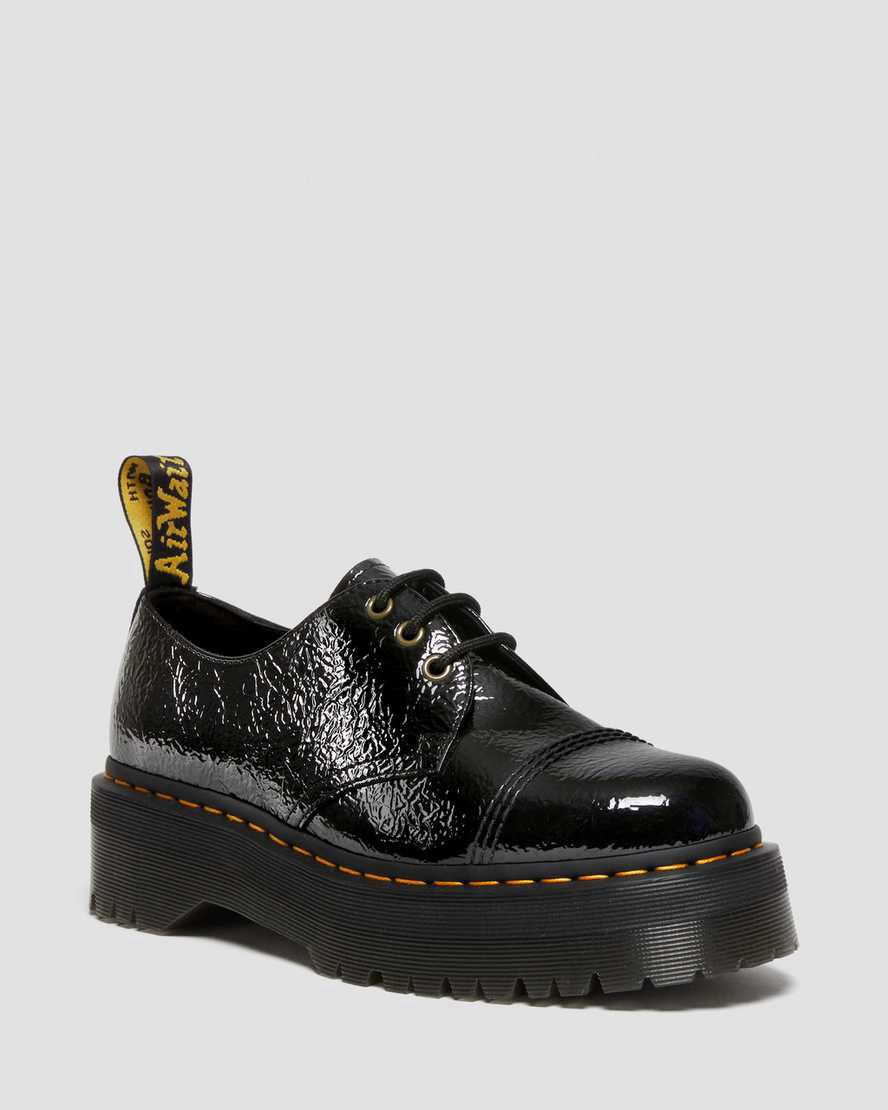 Zapatos Plataforma Dr Martens 1461 Distressed Patent Leather Mujer Negras  España |  63081-VAPJ