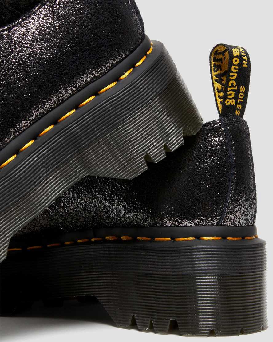 Zapatos Plataforma Dr Martens 1461 Faux Fur-Lined Metallic Leather Mujer Negras  España |  35742-YWPG