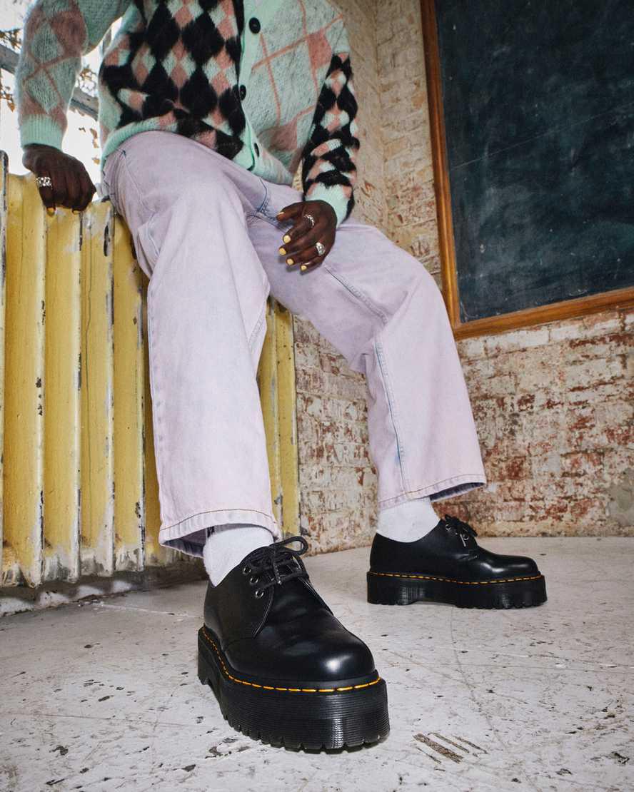 Zapatos Plataforma Dr Martens 1461 Smooth Leather Hombre Negras  España |  75910-NLCI
