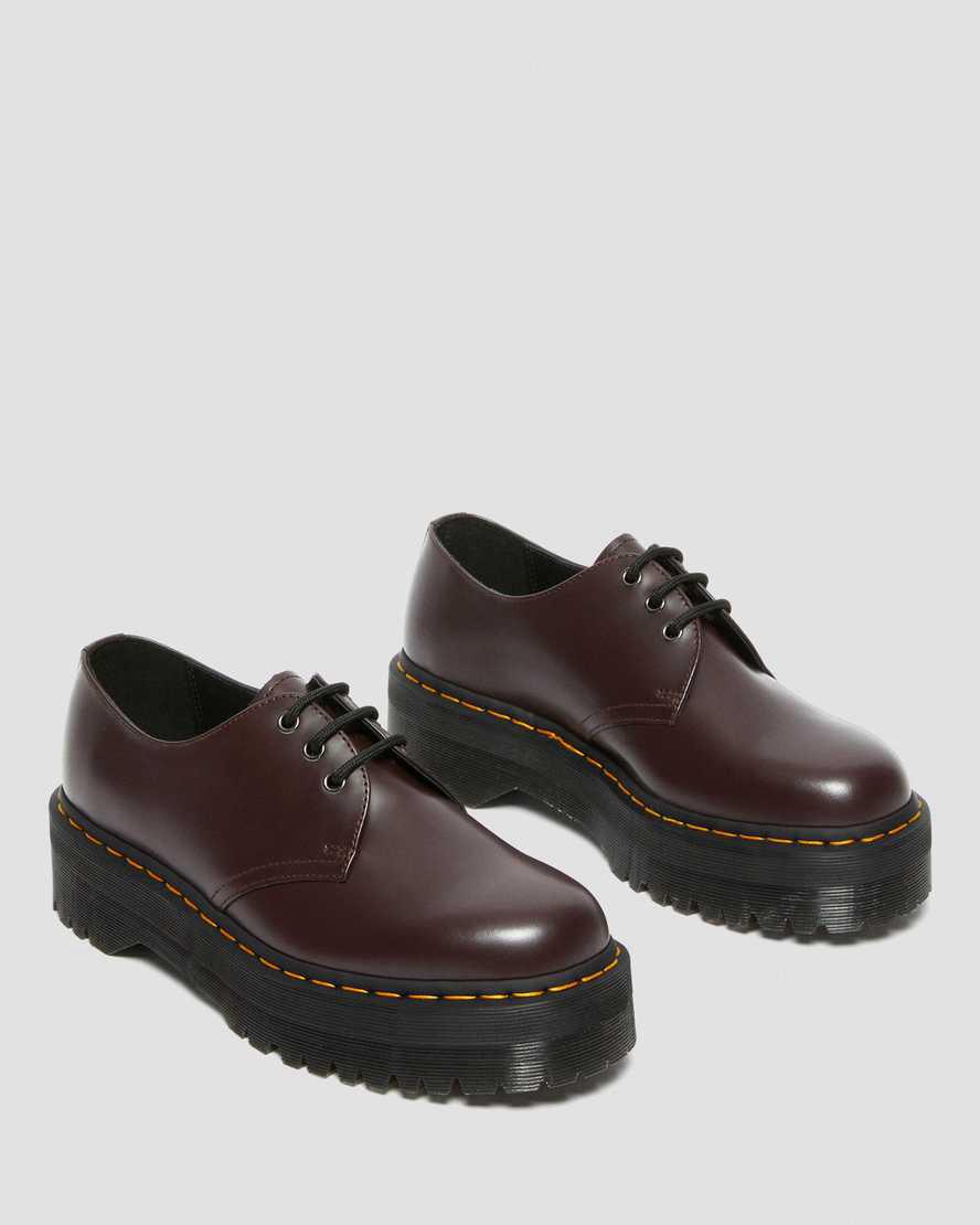 Zapatos Plataforma Dr Martens 1461 Smooth Leather Hombre Burdeos  España |  80546-JOVG