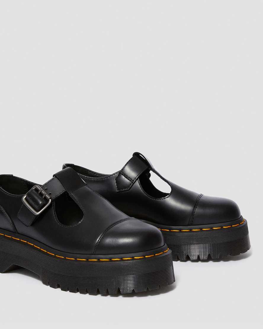 Zapatos Plataforma Dr Martens Bethan Polished Smooth Leather Mujer Negras  España |  06839-FRYD