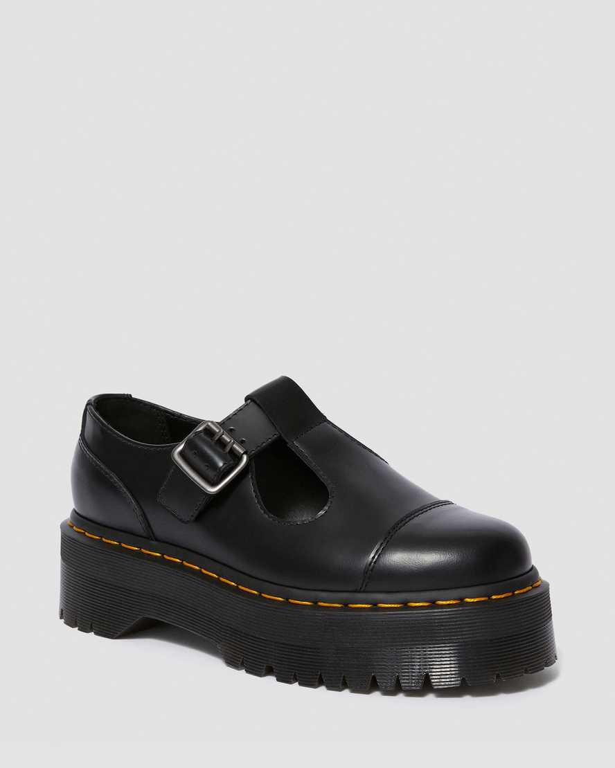 Zapatos Plataforma Dr Martens Bethan Polished Smooth Leather Mujer Negras  España |  06839-FRYD
