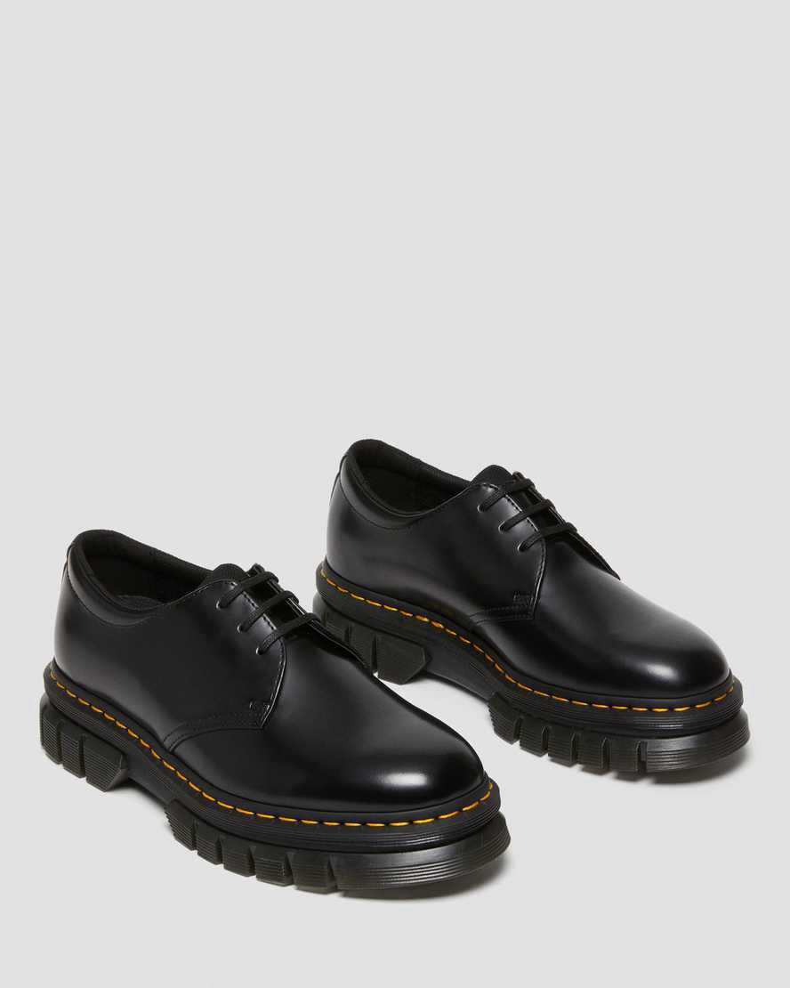 Zapatos Plataforma Dr Martens Rikard Polished Smooth Leather Mujer Negras  España |  87634-RLCN