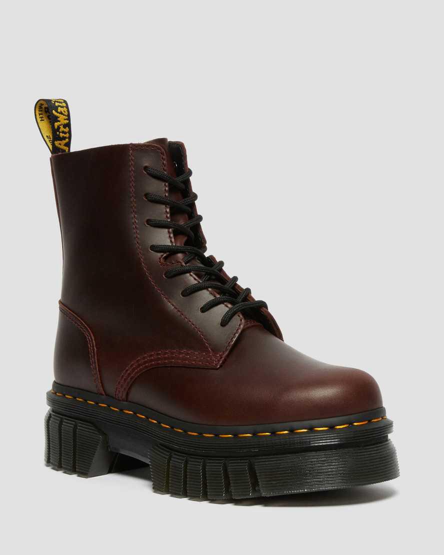 Botas Plataforma Dr Martens Audrick Brando Leather Lace Up Mujer Marrones España | 93481-TDXI