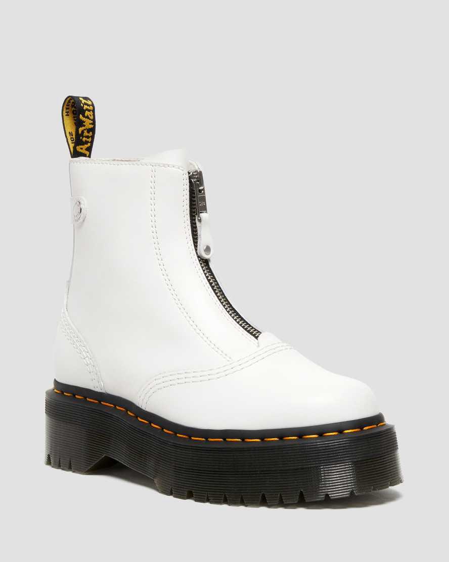 Botas Plataforma Dr Martens Jetta Zipped Sendal Leather Mujer Blancas España | 45793-DWEM