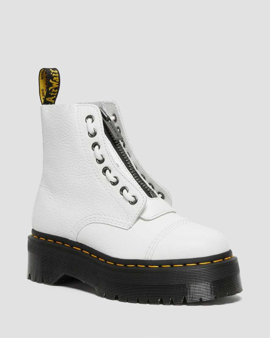 Botas Plataforma Dr Martens Sinclair Milled Nappa Leather Mujer Blancas España | 75263-ODVU