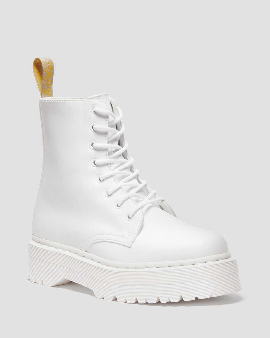 Botas Plataforma Dr Martens Vegan Jadon II Boot Kemble Mono Hombre Blancas España | 75139-OFNC