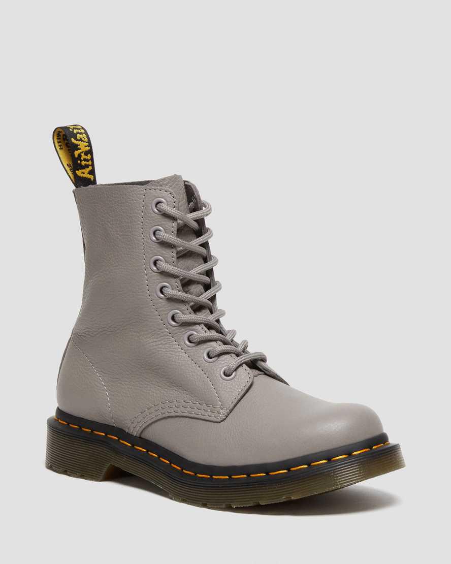 Botas con Cordones Dr Martens 1460 Pascal Virginia Leather Mujer Gris España | 06759-OVEQ