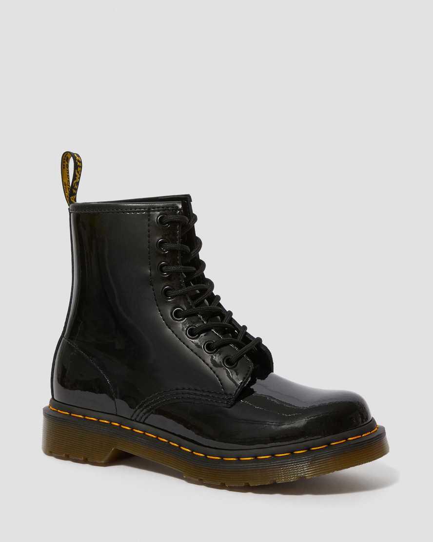 Botas con Cordones Dr Martens 1460 Patent Leather Mujer Negras España | 38407-LRDU