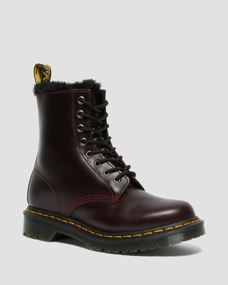 Botas con Cordones Dr Martens 1460 Serena Faux Fur Lined Mujer Burdeos España | 91846-NUKQ