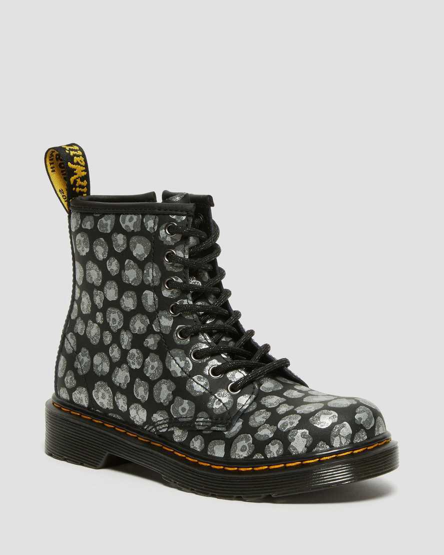 Botas con Cordones Dr Martens Junior 1460 Leopard Hydro Leather Niños Negras España | 04289-FOZB