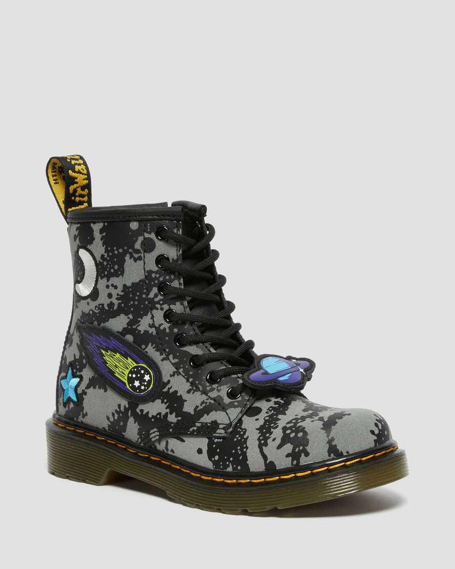 Botas con Cordones Dr Martens Junior 1460 Space Hydro Leather Niños Black/Grey España | 96720-AHPD