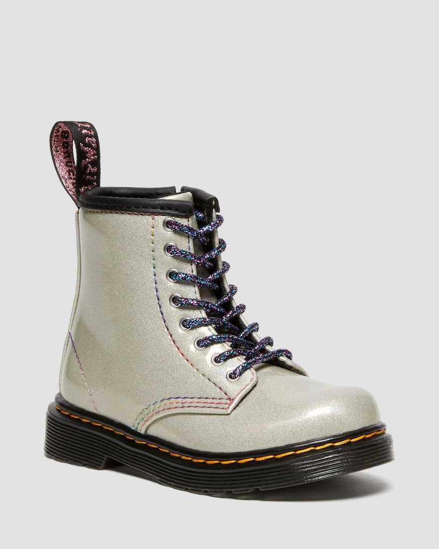 Botas con Cordones Dr Martens Toddler 1460 Sparkle Rays Niños Plateadas España | 28493-JGVW