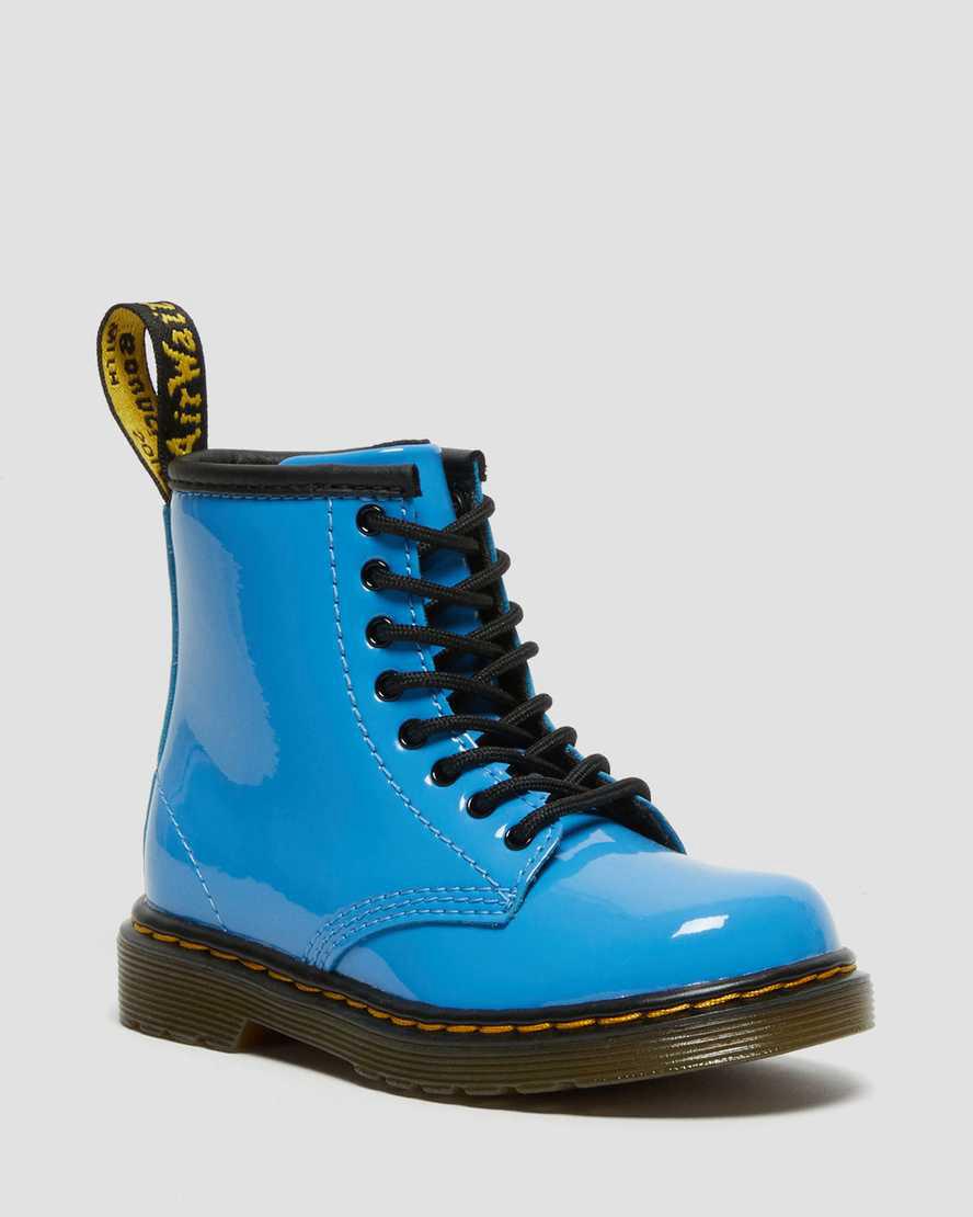Botas con Cordones Dr Martens Toddler 1460 Patent Leather Niños Azules España | 54826-IKOF