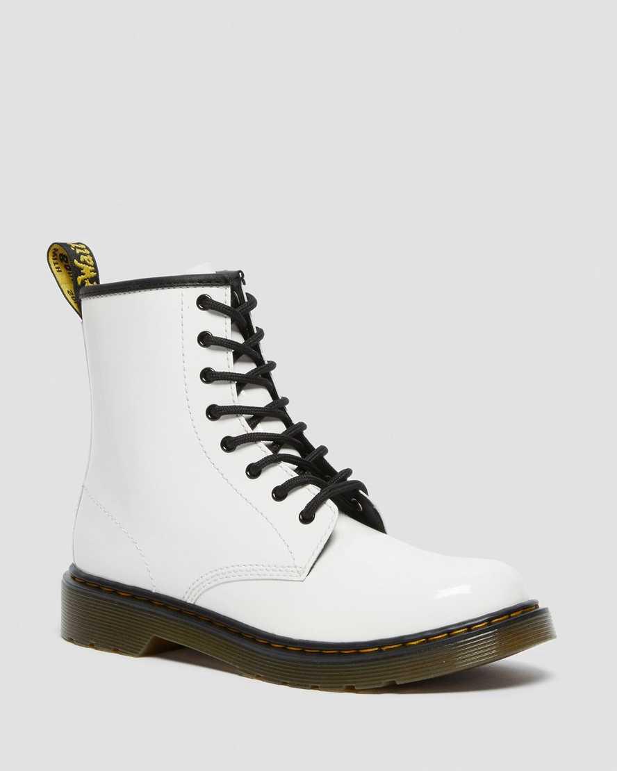 Botas con Cordones Dr Martens Youth 1460 Patent Leather Niños Blancas España | 13625-GNZC