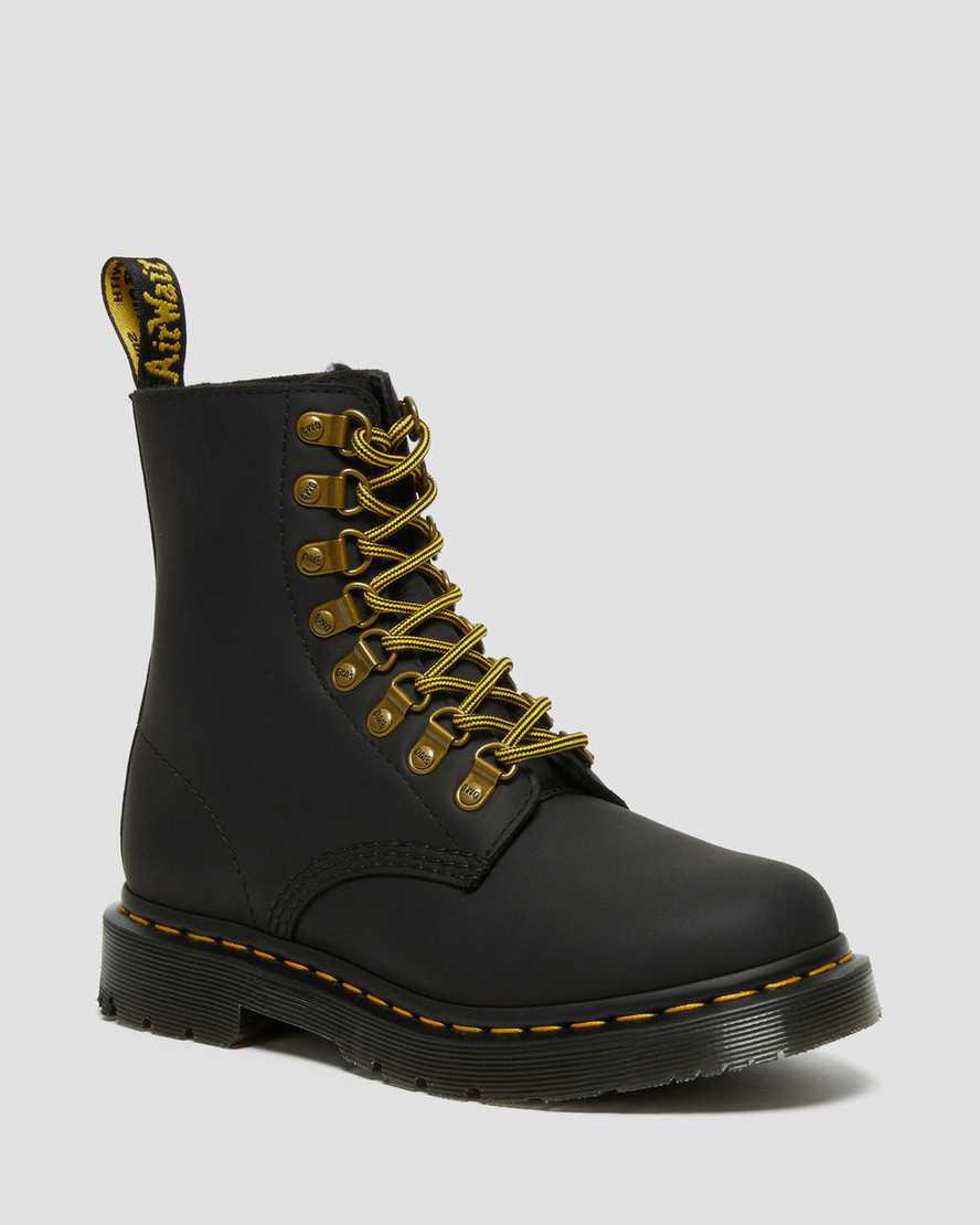 Botas de Invierno Dr Martens 1460 Pascal Wintergrip Leather Lace Up Mujer Negras España | 02695-NVGL