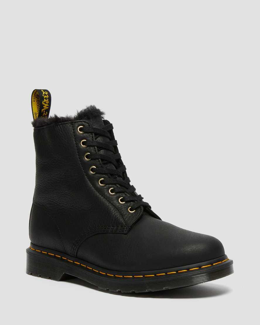 Botas de Invierno Dr Martens 1460 Pascal Faux Fur Lined Lace Up Hombre Negras España | 06248-BGQM