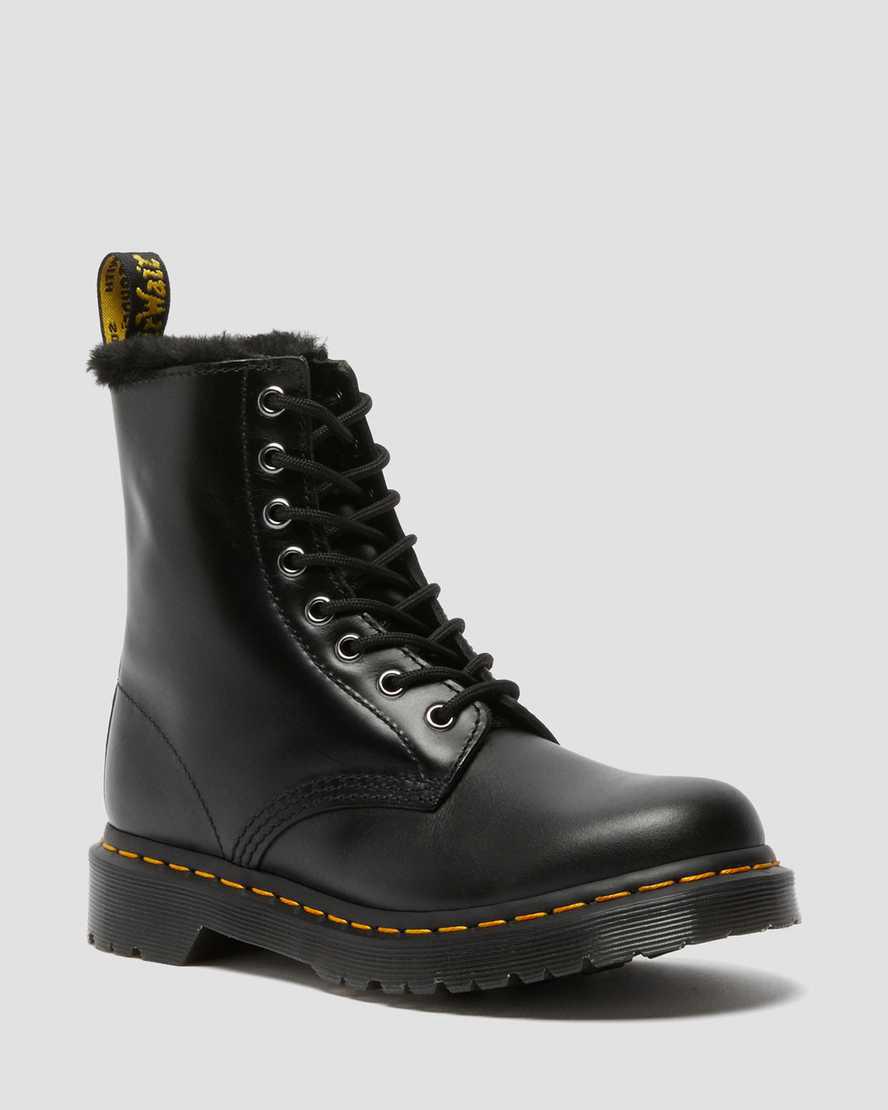 Botas de Invierno Dr Martens 1460 Serena Faux Fur Lined Lace Up Mujer Gris Oscuro España | 74352-TORQ