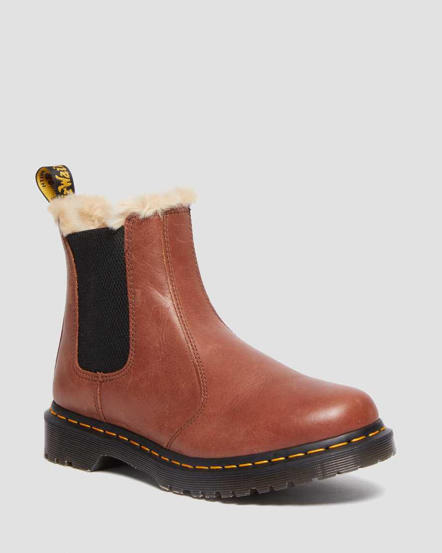 Botas de Invierno Dr Martens 2976 Leonore Faux Fur-Lined Chelsea Mujer Marrones España | 60514-GPMR