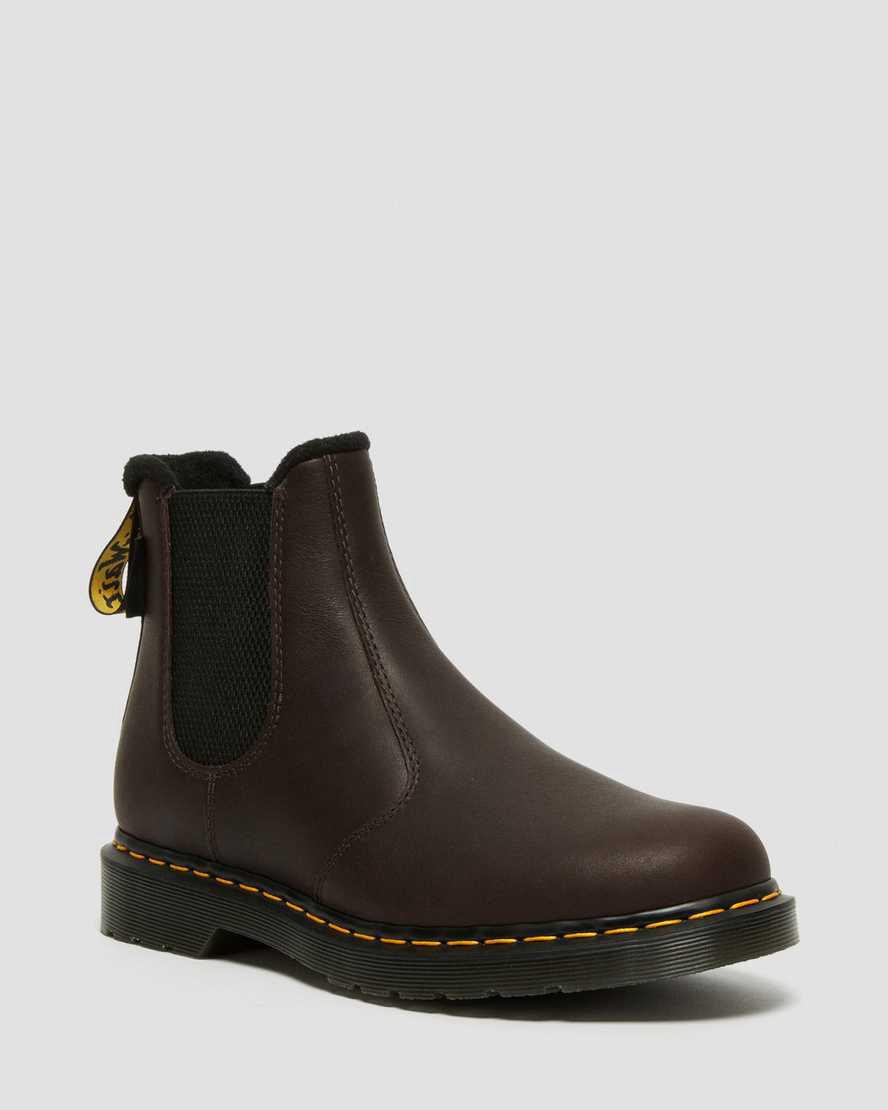 Botas de Invierno Dr Martens 2976 Warmwair Leather Chelsea Mujer Marrones Oscuro España | 94857-HZJC