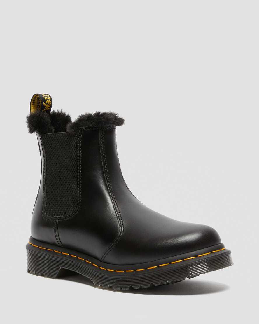 Botines Chelsea Dr Martens 2976 Leonore Faux Fur Lined Mujer Gris Oscuro España | 87540-FRLO