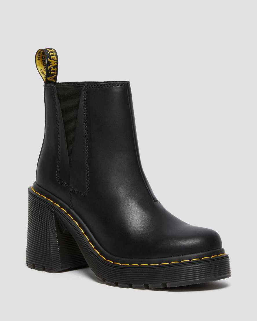 Botines Chelsea Dr Martens Spence Leather Flared Heel Mujer Negras España | 70631-WVES