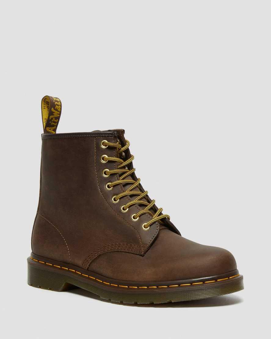 Botines Dr Martens 1460 Crazy Horse Leather Lace Up Hombre Marrones España | 12695-LWBP