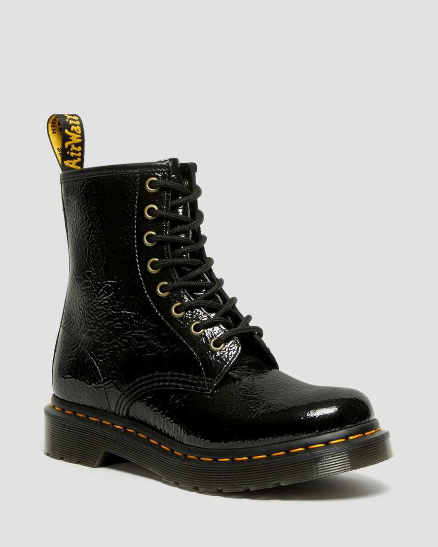Botines Dr Martens 1460 Distressed Patent Leather Mujer Negras España | 28547-ZBDQ