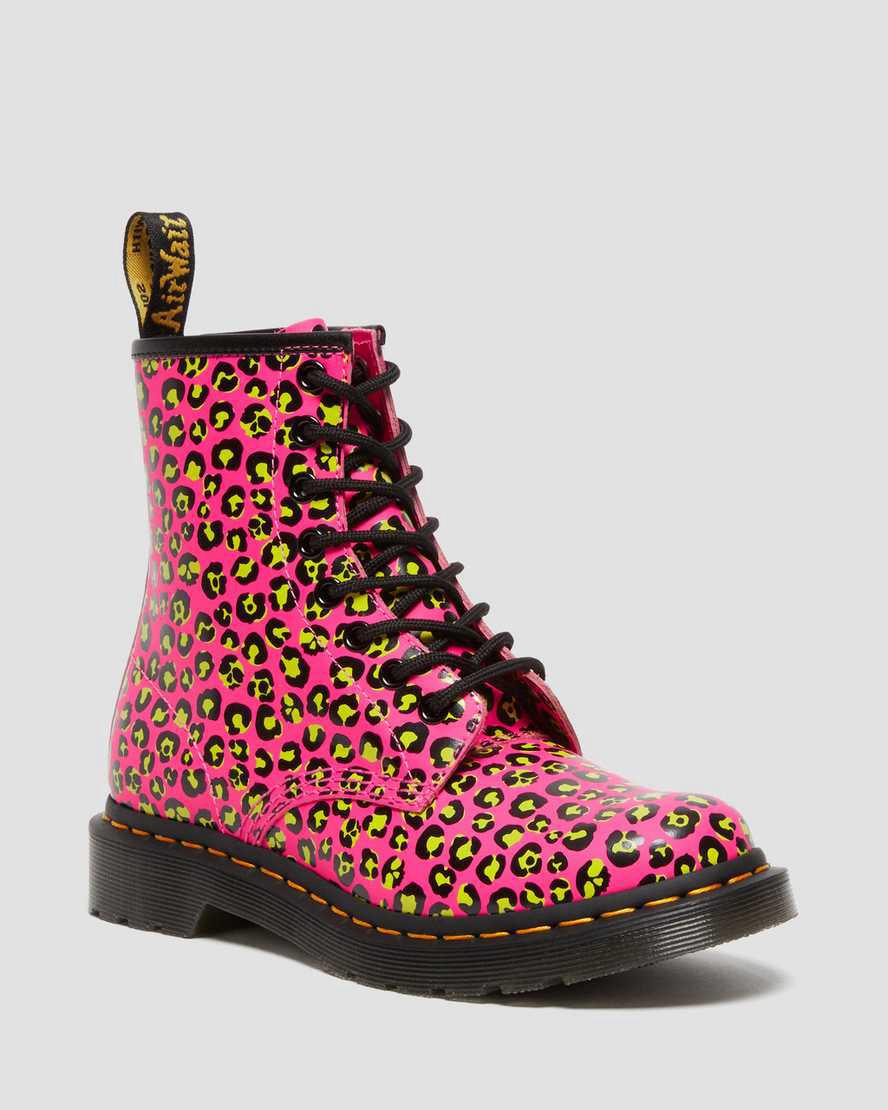 Botines Dr Martens 1460 Leopard Smooth Leather Lace Up Mujer Rosas España | 23740-LDOZ