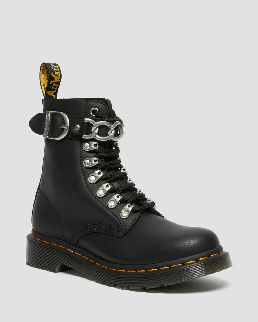 Botines Dr Martens 1460 Pascal Chain Leather Lace Up Mujer Negras España | 95470-QSWN