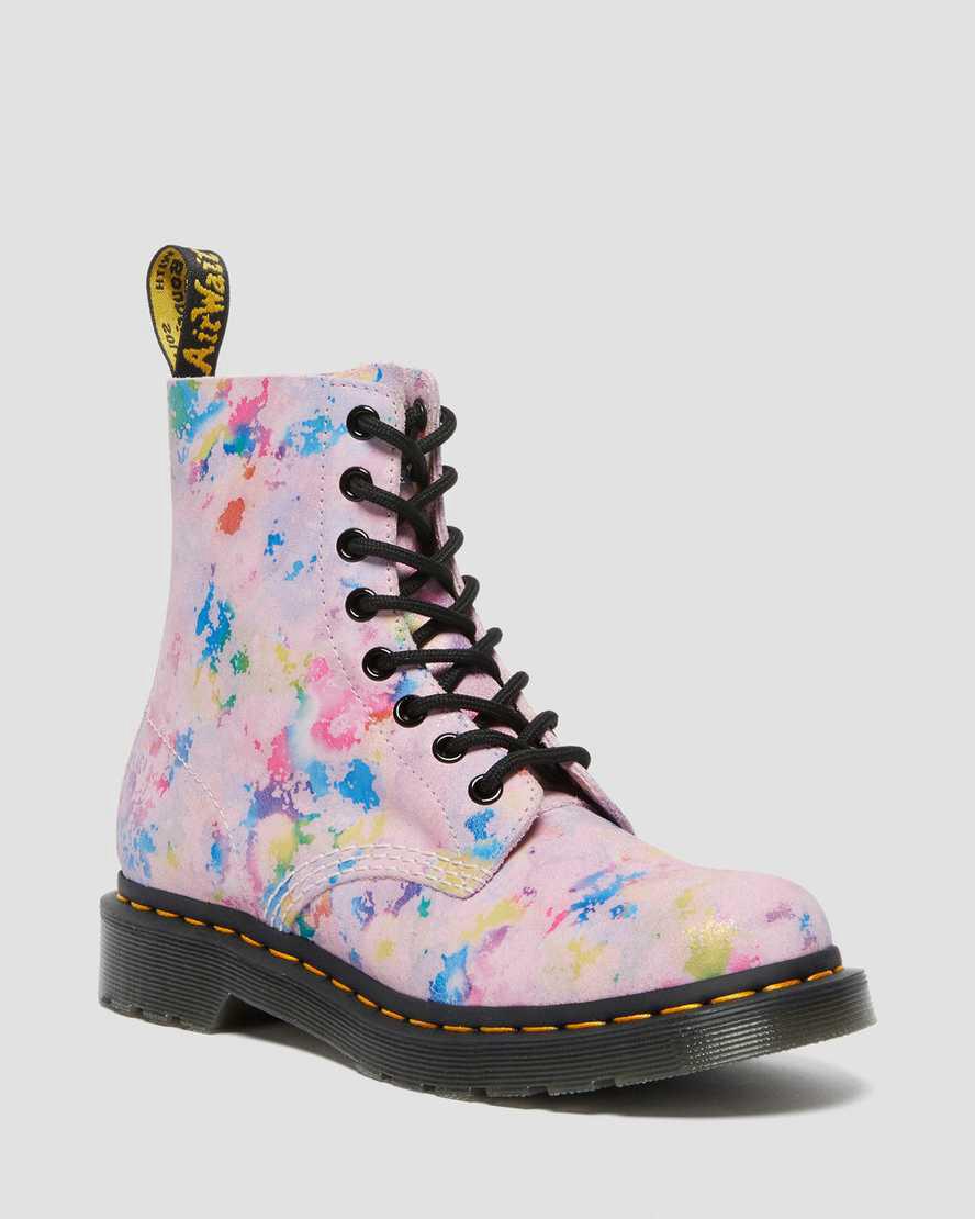 Botines Dr Martens 1460 Pascal Confetti Suede Lace Up Mujer Rosas España | 27095-BDQH