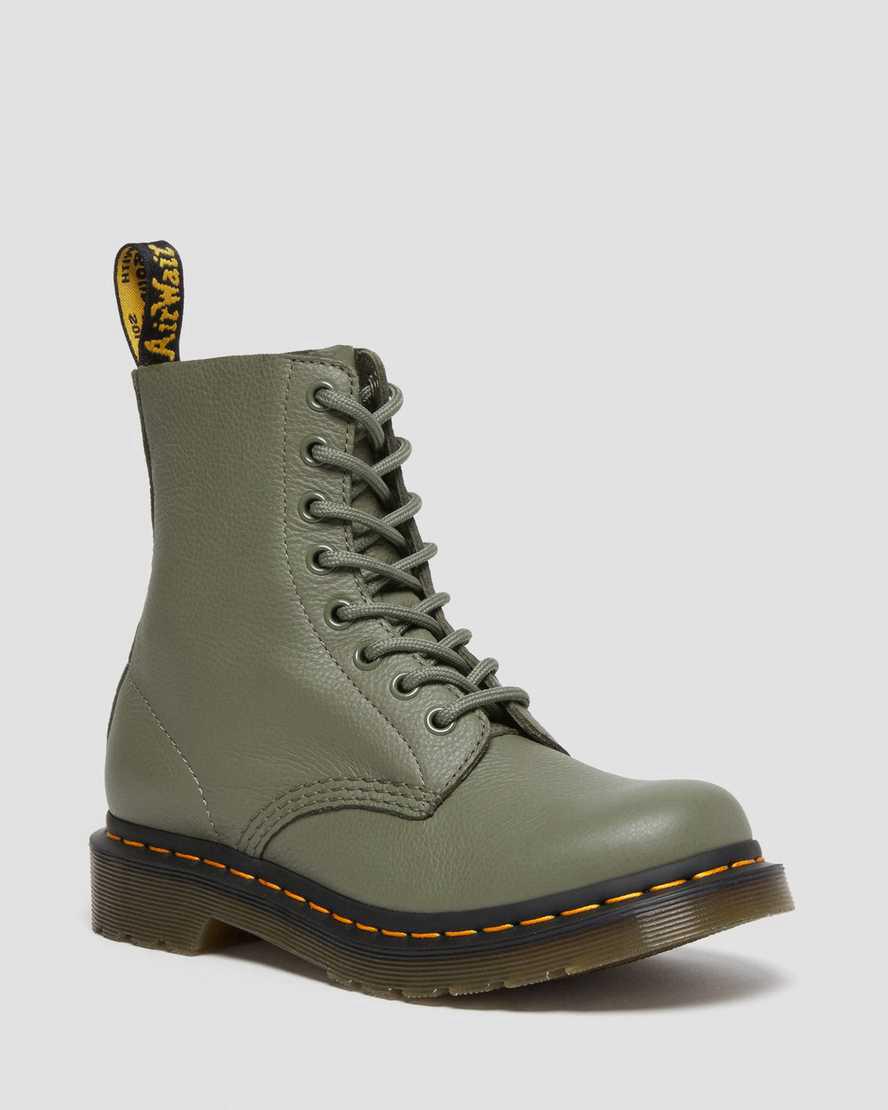Botines Dr Martens 1460 Pascal Virginia Leather Mujer Kaki Verde España | 69318-LRWT