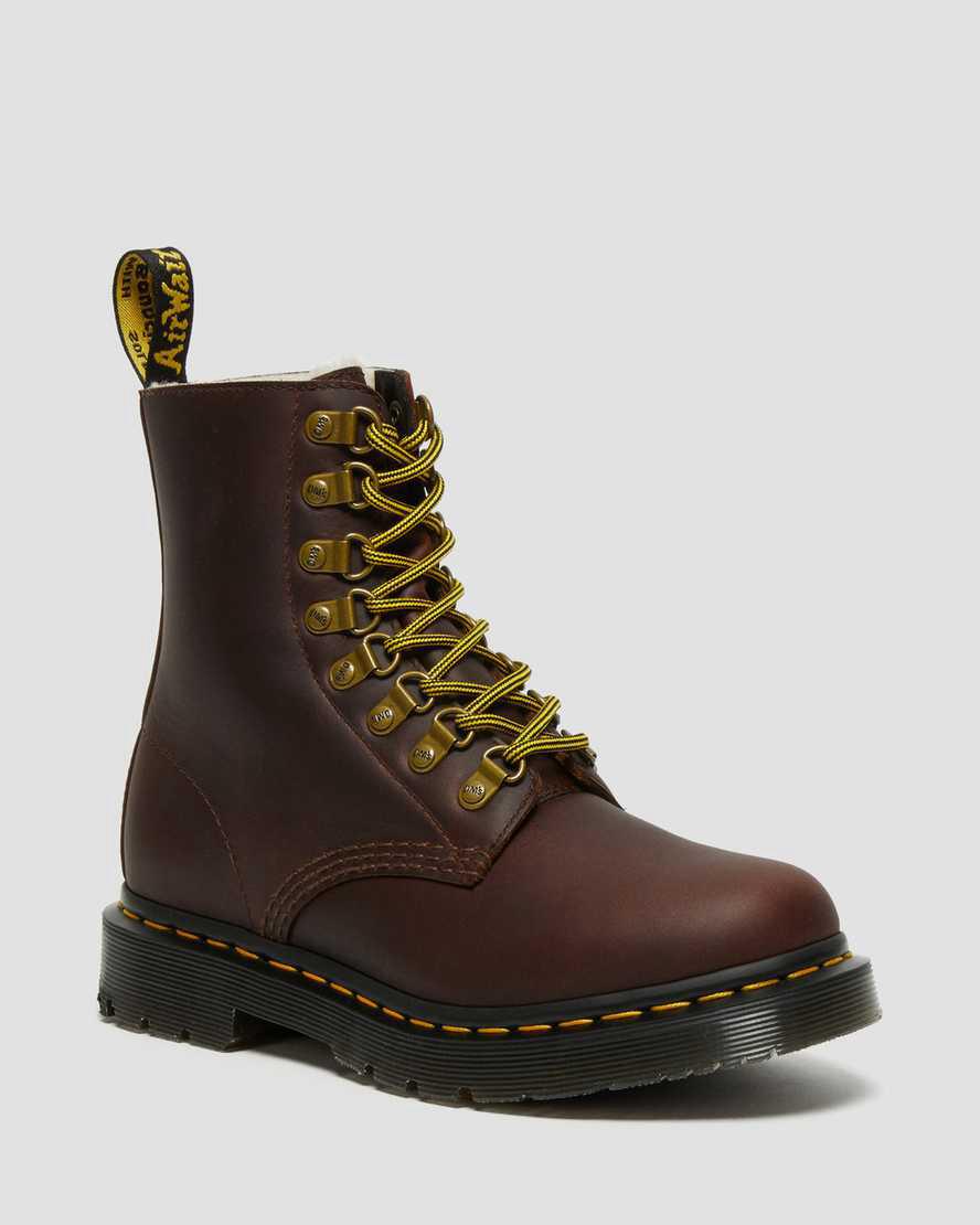 Botines Dr Martens 1460 Pascal Wintergrip Leather Lace Up Mujer Marrones España | 90865-PTRZ
