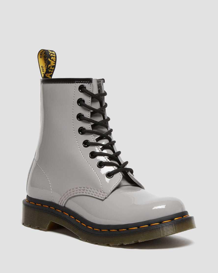 Botines Dr Martens 1460 Patent Leather Lace Up Mujer Gris España | 30526-NJMF
