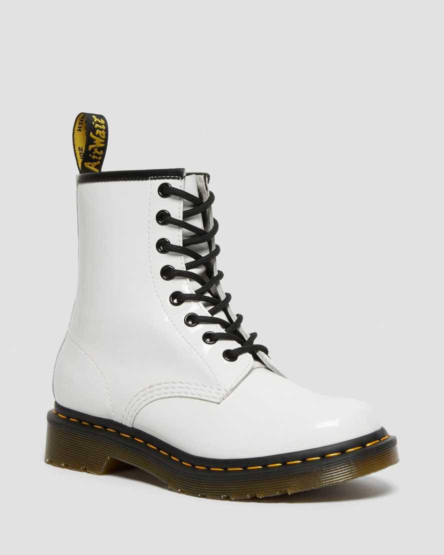 Botines Dr Martens 1460 Patent Leather Lace Up Mujer Blancas España | 41908-DSWF