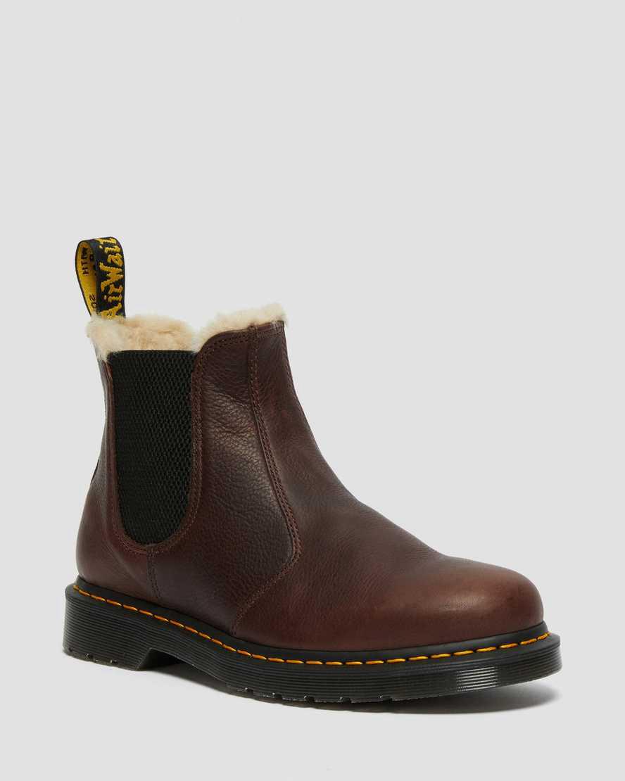 Botines Dr Martens 2976 Faux Fur Lined Chelsea Mujer Marrones España | 47289-JEKR