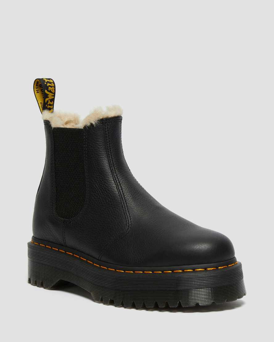 Botines Dr Martens 2976 Faux Fur Lined Platform Chelsea Mujer Negras España | 75968-LNRC