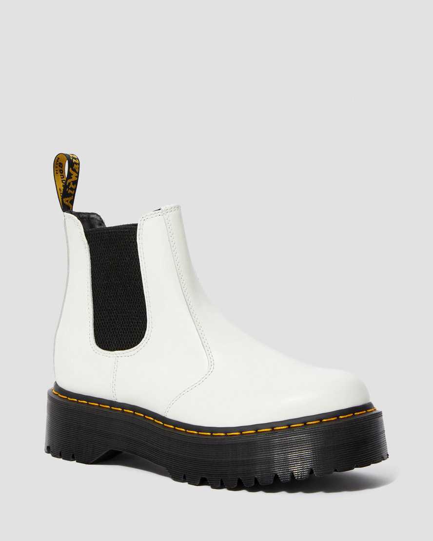 Botines Dr Martens 2976 Smooth Leather Platform Chelsea Mujer Blancas España | 12396-ZMSC