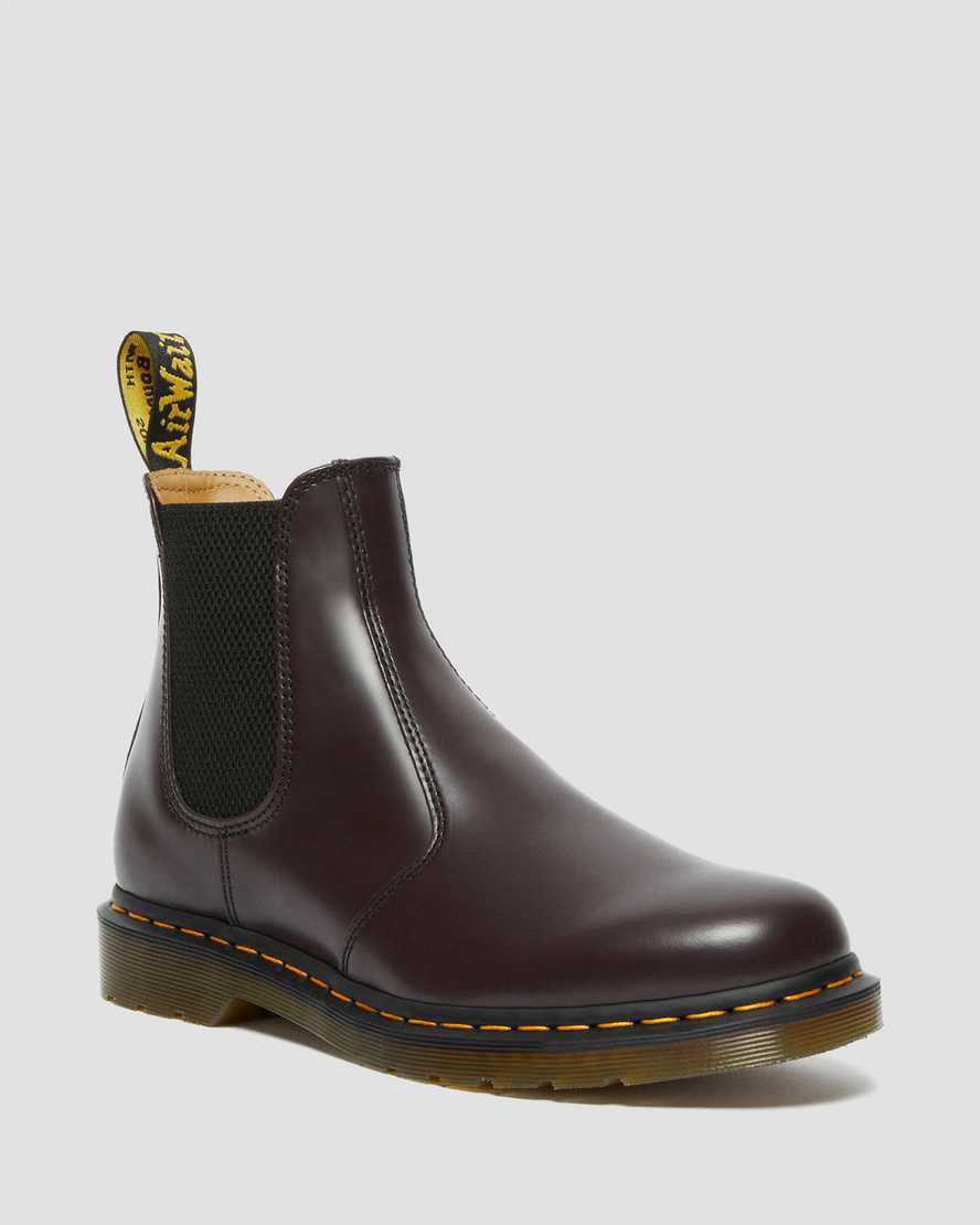 Botines Dr Martens 2976 Yellow Stitch Smooth Leather Chelsea Hombre Burdeos España | 39827-HEUJ