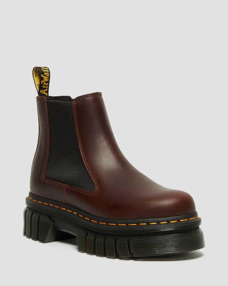 Botines Dr Martens Audrick Brando Leather Platform Chelsea Mujer Marrones España | 16093-JKCY